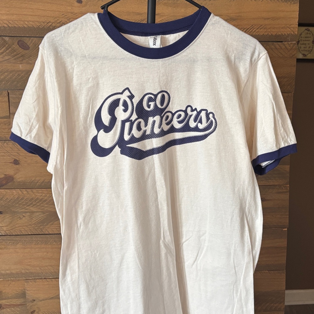 White and Blue Graphic T-Shirt